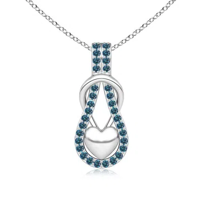ANGARA ENHANCED BLUE DIAMOND INFINITY KNOT PENDANT WITH PUFFED HEART
