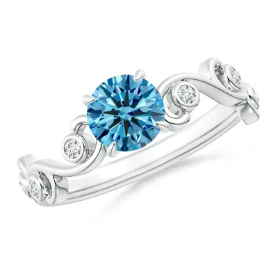 ANGARA FANCY INTENSE BLUE AND WHITE DIAMOND IVY SCROLL RING