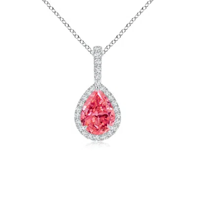 ANGARA FANCY INTENSE FANCY INTENSE PINK DIAMOND TEARDROP PENDANT WITH HALO