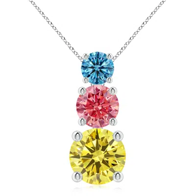 ANGARA FANCY INTENSE MULTI-COLOR DIAMOND THREE STONE PENDANT