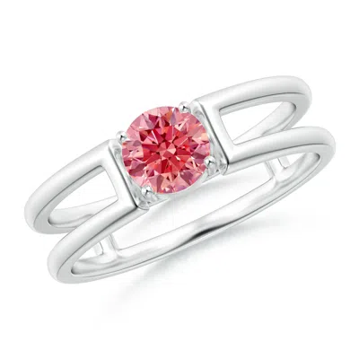 ANGARA FANCY INTENSE PINK DIAMOND SOLITAIRE PARALLEL SPLIT SHANK RING
