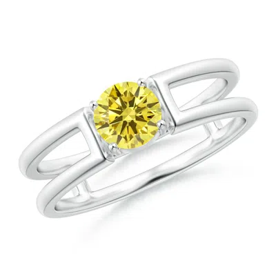 ANGARA FANCY INTENSE YELLOW DIAMOND SOLITAIRE PARALLEL SPLIT SHANK RING