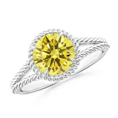 ANGARA FANCY INTENSE YELLOW DIAMOND TWIST ROPE SPLIT SHANK RING