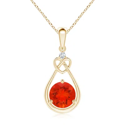 ANGARA FIRE OPAL KNOTTED HEART PENDANT WITH DIAMOND