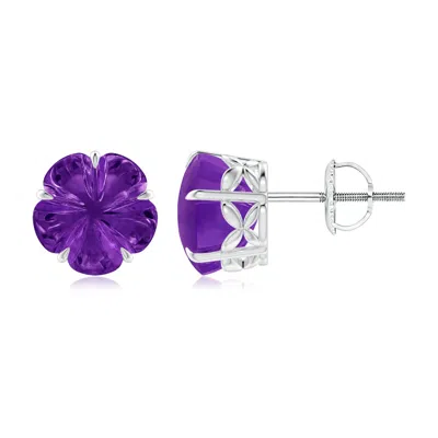 ANGARA FIVE-PETAL FLOWER AMETHYST SOLITAIRE STUDS