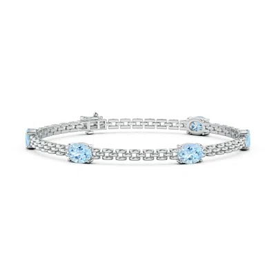 ANGARA FIVE STONE OVAL AQUAMARINE STATION LINK BRACELET