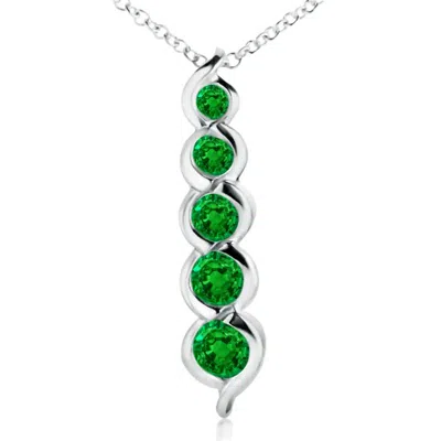 ANGARA FIVE STONE ROUND EMERALD JOURNEY PENDANT