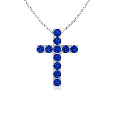 ANGARA FLAT PRONG-SET BLUE SAPPHIRE CROSS PENDANT
