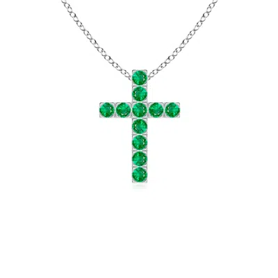 ANGARA FLAT PRONG-SET EMERALD CROSS PENDANT