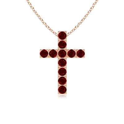 ANGARA FLAT PRONG-SET RUBY CROSS PENDANT