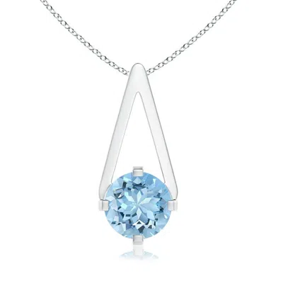 ANGARA FLAT PRONG-SET SOLITAIRE AQUAMARINE TRIANGULAR PENDANT