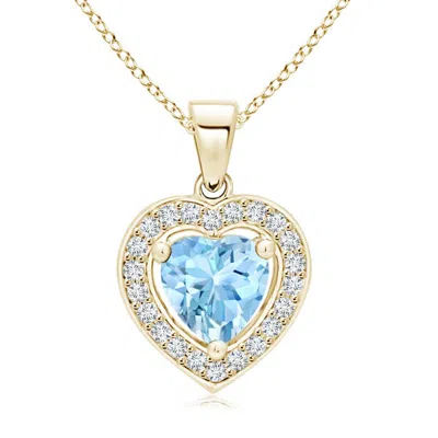 ANGARA FLOATING AQUAMARINE HEART PENDANT WITH DIAMOND HALO