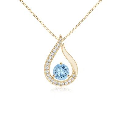 ANGARA FLOATING AQUAMARINE TULIP PENDANT WITH DIAMONDS