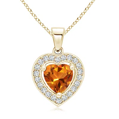 ANGARA FLOATING CITRINE HEART PENDANT WITH DIAMOND HALO