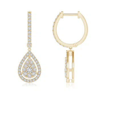 ANGARA FLOATING DROP DIAMOND CLUSTER HALO HOOP EARRINGS