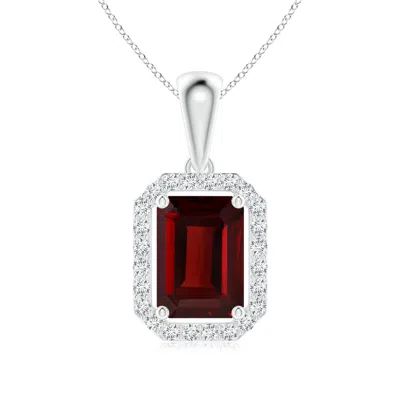 ANGARA FLOATING EMERALD-CUT GARNET HALO PENDANT