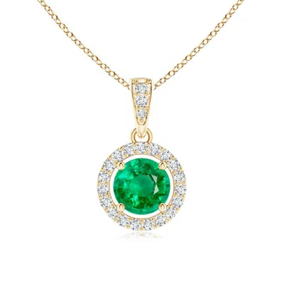 ANGARA FLOATING EMERALD PENDANT WITH DIAMOND HALO