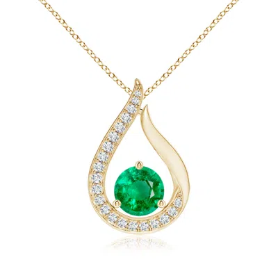 ANGARA FLOATING EMERALD TULIP PENDANT WITH DIAMONDS