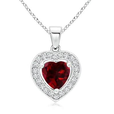 ANGARA FLOATING GARNET HEART PENDANT WITH DIAMOND HALO