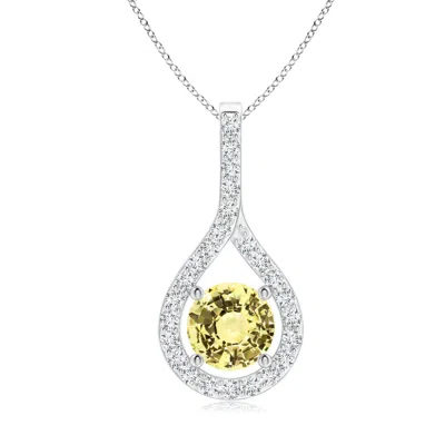 ANGARA FLOATING GIA CERTIFIED YELLOW SAPPHIRE DROP PENDANT WITH DIAMONDS