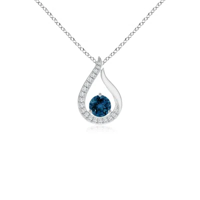 ANGARA FLOATING LONDON BLUE TOPAZ TULIP PENDANT WITH DIAMONDS