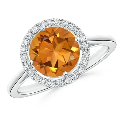 ANGARA FLOATING ROUND CITRINE RING WITH DIAMOND HALO