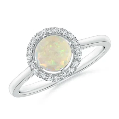 ANGARA FLOATING ROUND OPAL RING WITH DIAMOND HALO