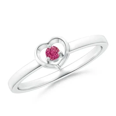 ANGARA FLOATING ROUND PINK SAPPHIRE OPEN HEART PROMISE RING