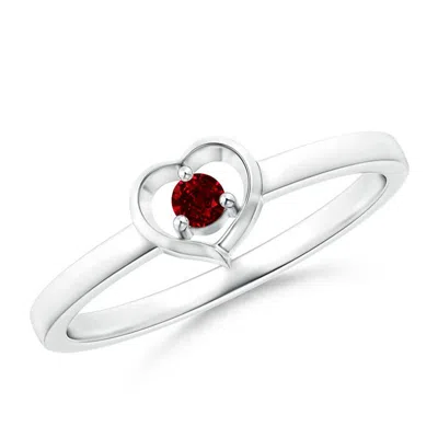 ANGARA FLOATING ROUND RUBY OPEN HEART PROMISE RING