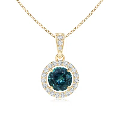 ANGARA FLOATING TEAL MONTANA SAPPHIRE PENDANT WITH DIAMOND HALO