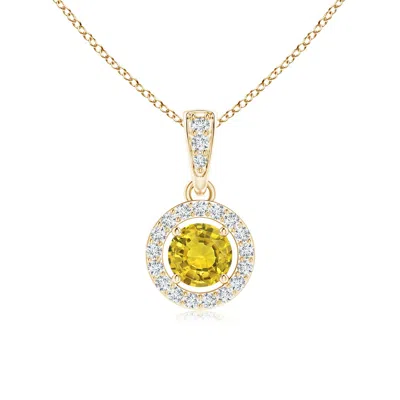 ANGARA FLOATING YELLOW SAPPHIRE PENDANT WITH DIAMOND HALO