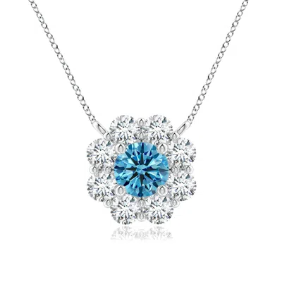 ANGARA FLORAL CLUSTER FANCY INTENSE BLUE DIAMOND NECKLACE