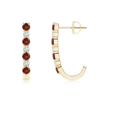 ANGARA GARNET AND DIAMOND J-HOOP EARRINGS