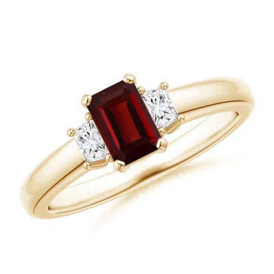 ANGARA GARNET AND DIAMOND THREE STONE RING
