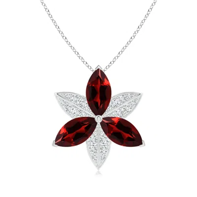 ANGARA GARNET AND DIAMOND TRILLIUM FLOWER PENDANT