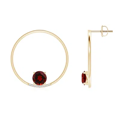 ANGARA GARNET CAPRICORN CIRCLE STUD EARRINGS WITH DIAMOND ACCENTS