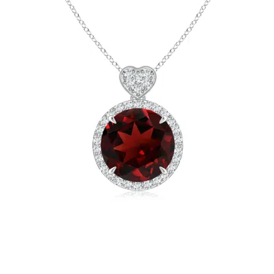 ANGARA GARNET HALO PENDANT WITH DIAMOND HEART MOTIF