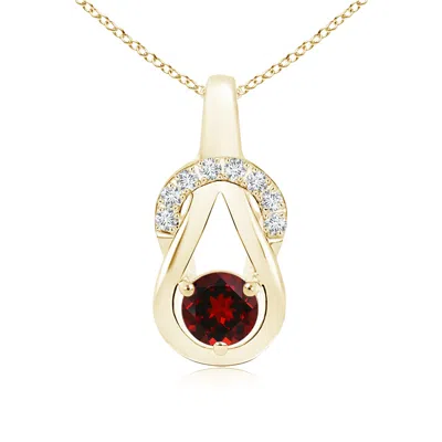 ANGARA GARNET INFINITY KNOT PENDANT WITH DIAMONDS