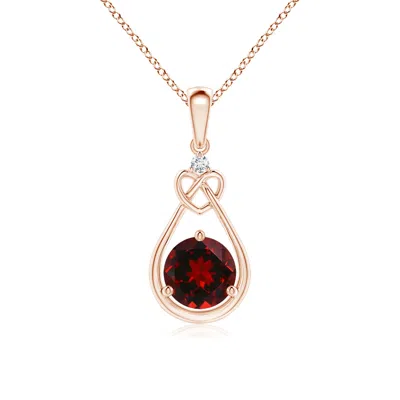 ANGARA GARNET KNOTTED HEART PENDANT WITH DIAMOND