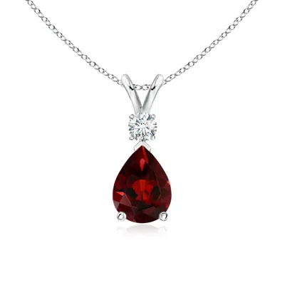 ANGARA GARNET TEARDROP PENDANT WITH DIAMOND