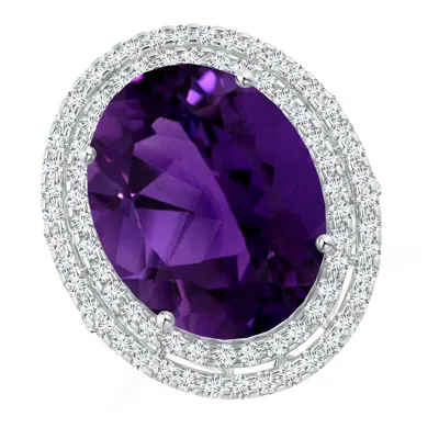 ANGARA GIA CERTIFIED AMETHYST DOUBLE HALO COCKTAIL RING