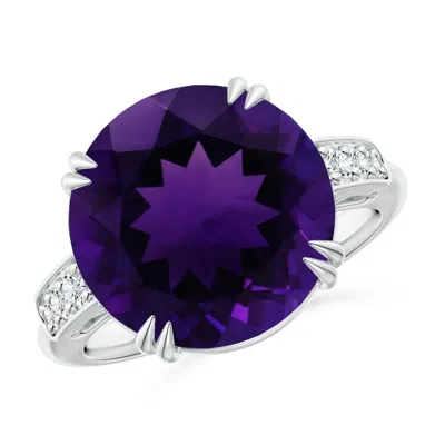 ANGARA GIA CERTIFIED AMETHYST KNIFE EDGE RING WITH DIAMONDS
