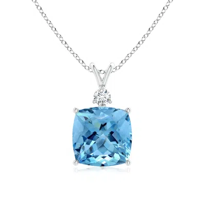 ANGARA GIA CERTIFIED AQUAMARINE PENDANT WITH DIAMOND