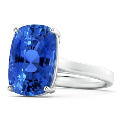 ANGARA GIA CERTIFIED CLASSIC CUSHION BLUE SAPPHIRE SOLITAIRE RING WITH HIDDEN ACCENTS