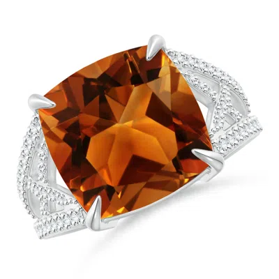 ANGARA GIA CERTIFIED CLASSIC CUSHION CITRINE CROSSOVER SHANK RING