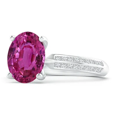 ANGARA GIA CERTIFIED CLASSIC OVAL PINK SAPPHIRE KNIFE EDGE RING