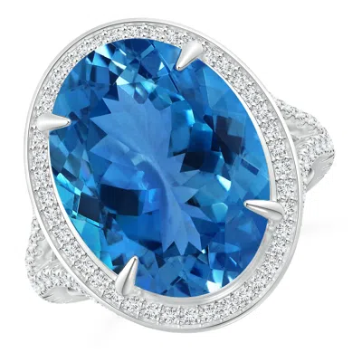 ANGARA GIA CERTIFIED CLAW-SET OVAL AQUAMARINE COCKTAIL RING