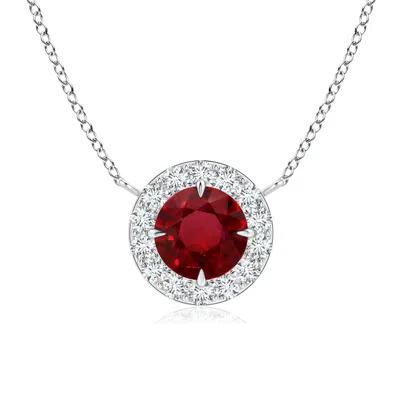 ANGARA GIA CERTIFIED CLAW-SET RUBY HALO PENDANT