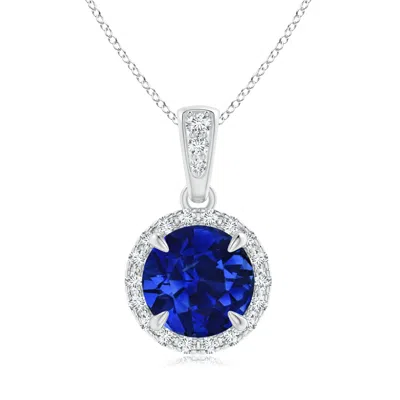 ANGARA GIA CERTIFIED CLAW-SET SAPPHIRE PENDANT WITH DIAMOND HALO