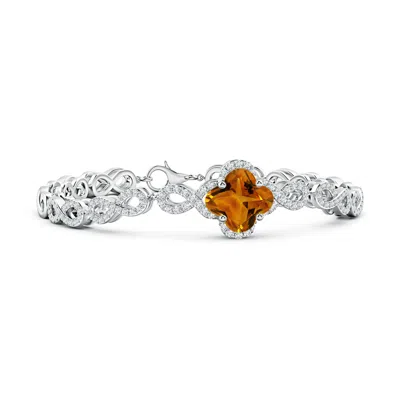 ANGARA GIA CERTIFIED CLOVER-SHAPED CITRINE HALO BRACELET